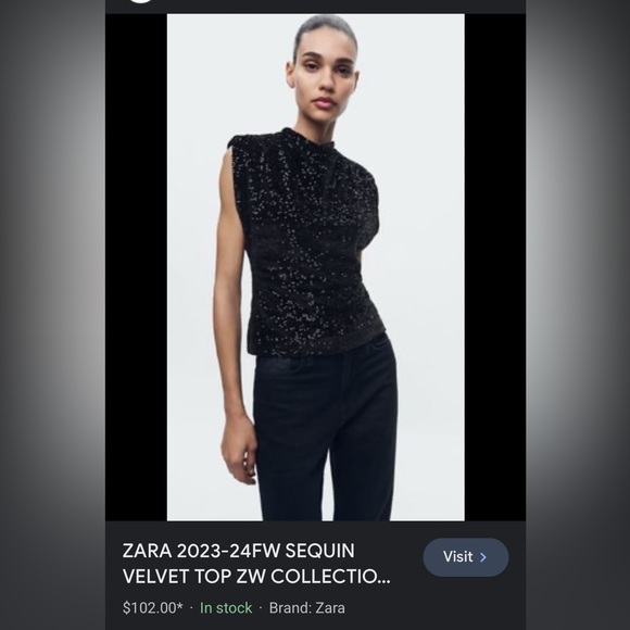 Zara Sequin Velvet Top Womens
Large Black New Shoulder Pads Shirt #71 0925 - Picture 5 of 12